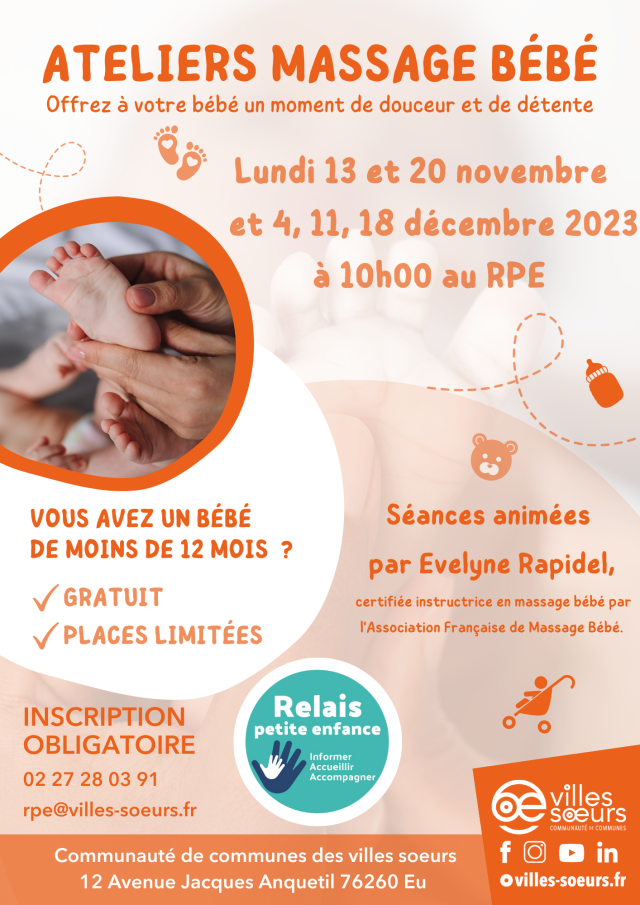 Affiche Massage Bebe novembre décembre 2023