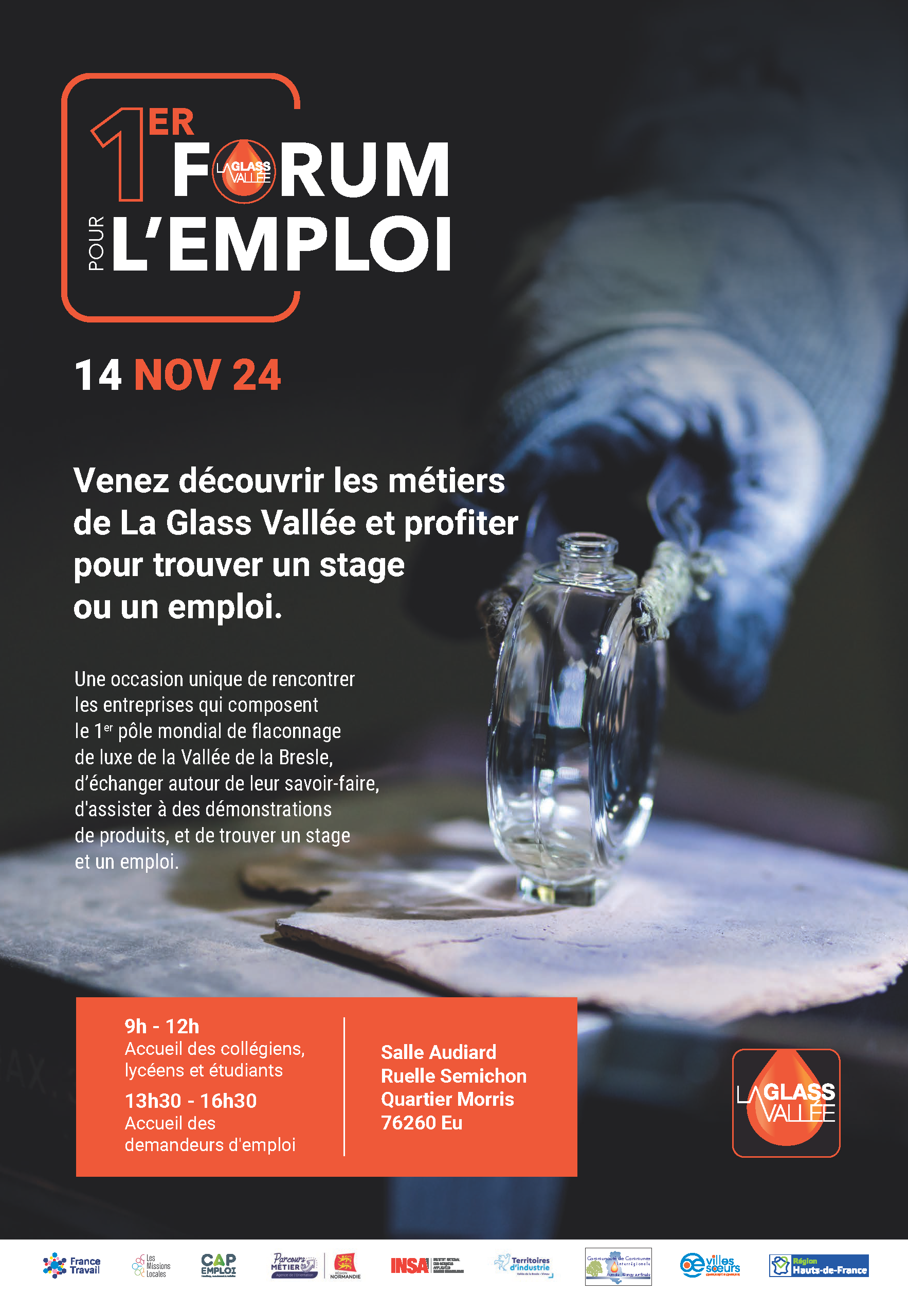 Affiche 1er forum pour l'emploi Glass Vallée Eu Novembre 2014