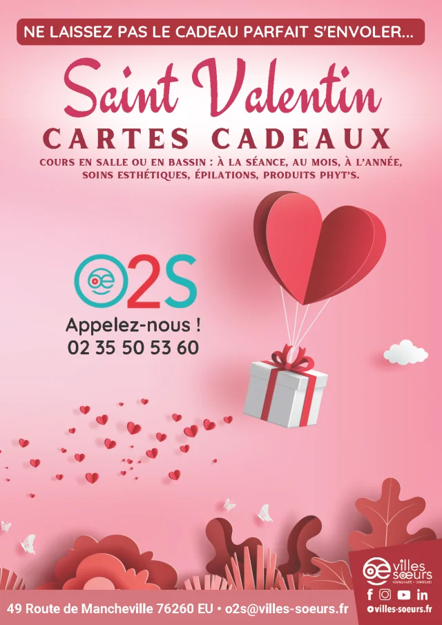 O2s Affiche Cartes Cadeaux Saint Valentin 2025